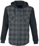 Hooded Checked Shirt, Black Premium by EMP, Longsleeve