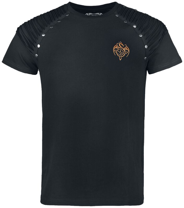Gothicana X Anne Stokes - T-shirt noir avec imprimé dragon dans le dos