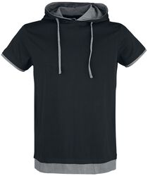 Black T-shirt with Hood, RED by EMP, T-shirt