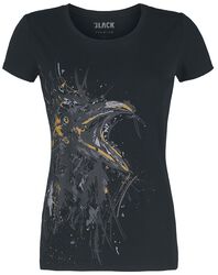 Damesshirt met geschetste raaf, Black Premium by EMP, T-shirt