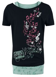 Three Pieces T-Shirt and Tops with Notes and Stars, Full Volume by EMP, T-Shirt Manches courtes