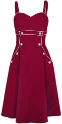 Claudia Red Seaside Dress, Voodoo Vixen, Medium-lengte jurk