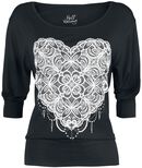 Black Long-Sleeve with Print and Wide Neckline, Full Volume by EMP, Shirt met lange mouwen