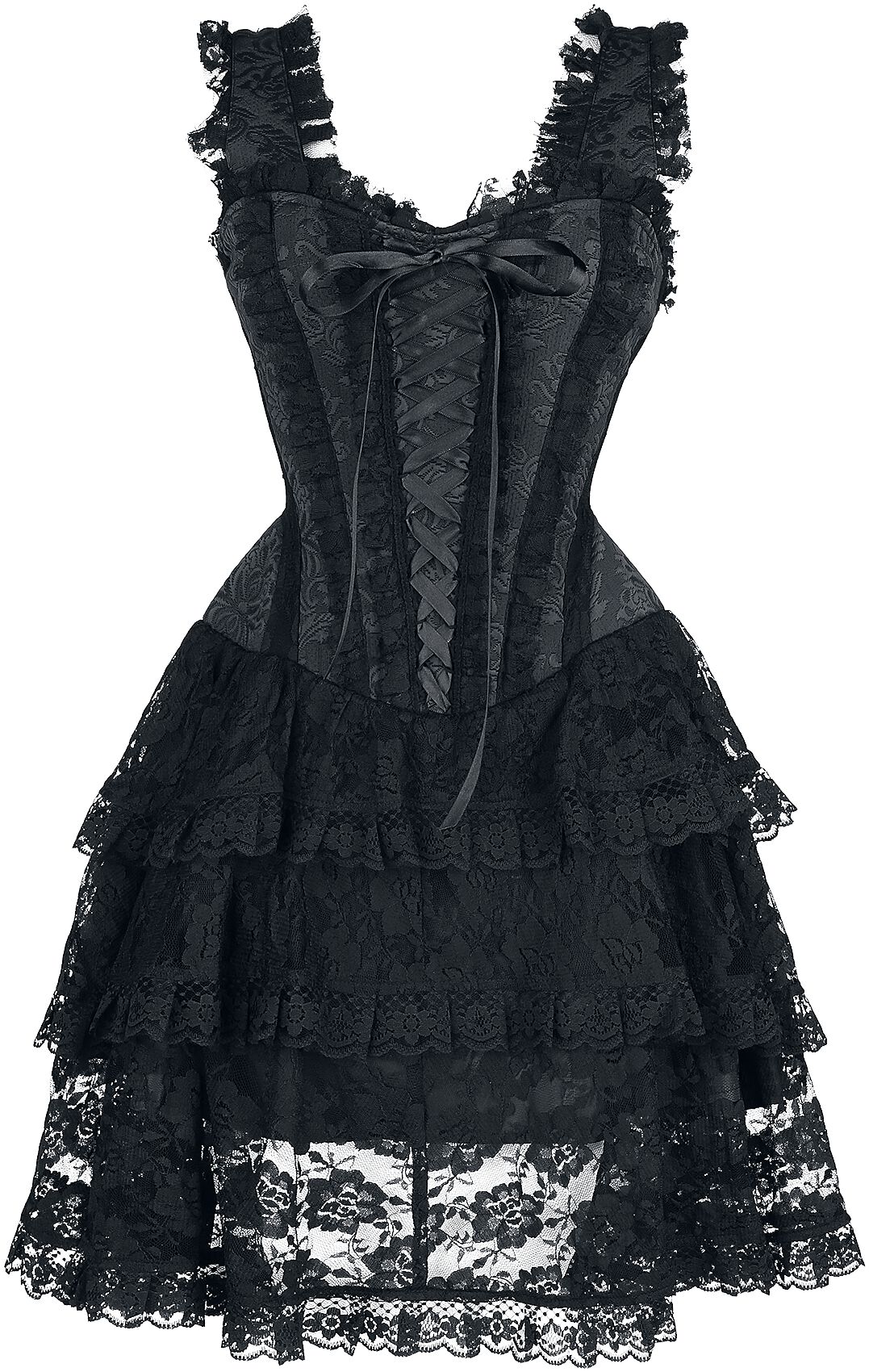 Monumentaal je bent maat Short Corset Dress with Lace | Gothicana by EMP Korte jurk | Large