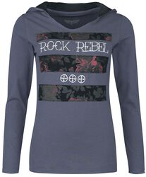 Haut Manches Longues à Capuche, Rock Rebel by EMP, T-shirt manches longues