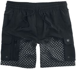 Swimshorts with Chessboard Print, RED by EMP, Zwembroek