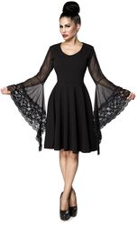Gothic Dress with Trumpet Sleeves, Ocultica, Medium-lengte jurk