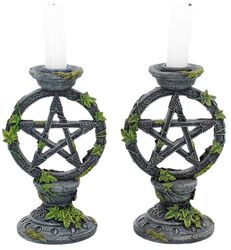 Wiccan Pentagram Candlesticks, Anne Stokes, Kaarsstandaard