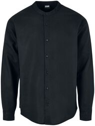 Cotton Linen Stand Up Collar Shirt, Urban Classics, Longsleeve