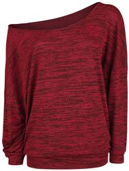 Oversize Melange Wide-Neck Sweater, RED by EMP, Gebreide trui