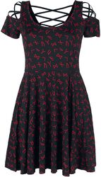 Dress with Lacing and Runes, Black Premium by EMP, Korte jurk