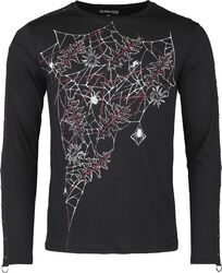 Haut Manches Longues avec Toiles d'Araignée & Feuilles, Gothicana by EMP, T-shirt manches longues