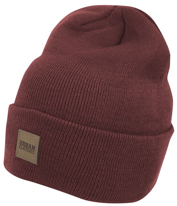 Leather Patch Long Beanie