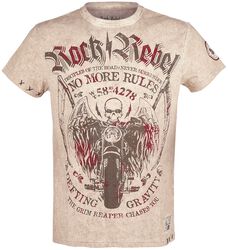 T-Shirt Beige Ras-Du-Cou & Imprimé, Rock Rebel by EMP, T-Shirt Manches courtes
