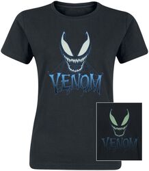 Blue Web Face - Brille dans le Noir, Venom (Marvel), T-Shirt Manches courtes
