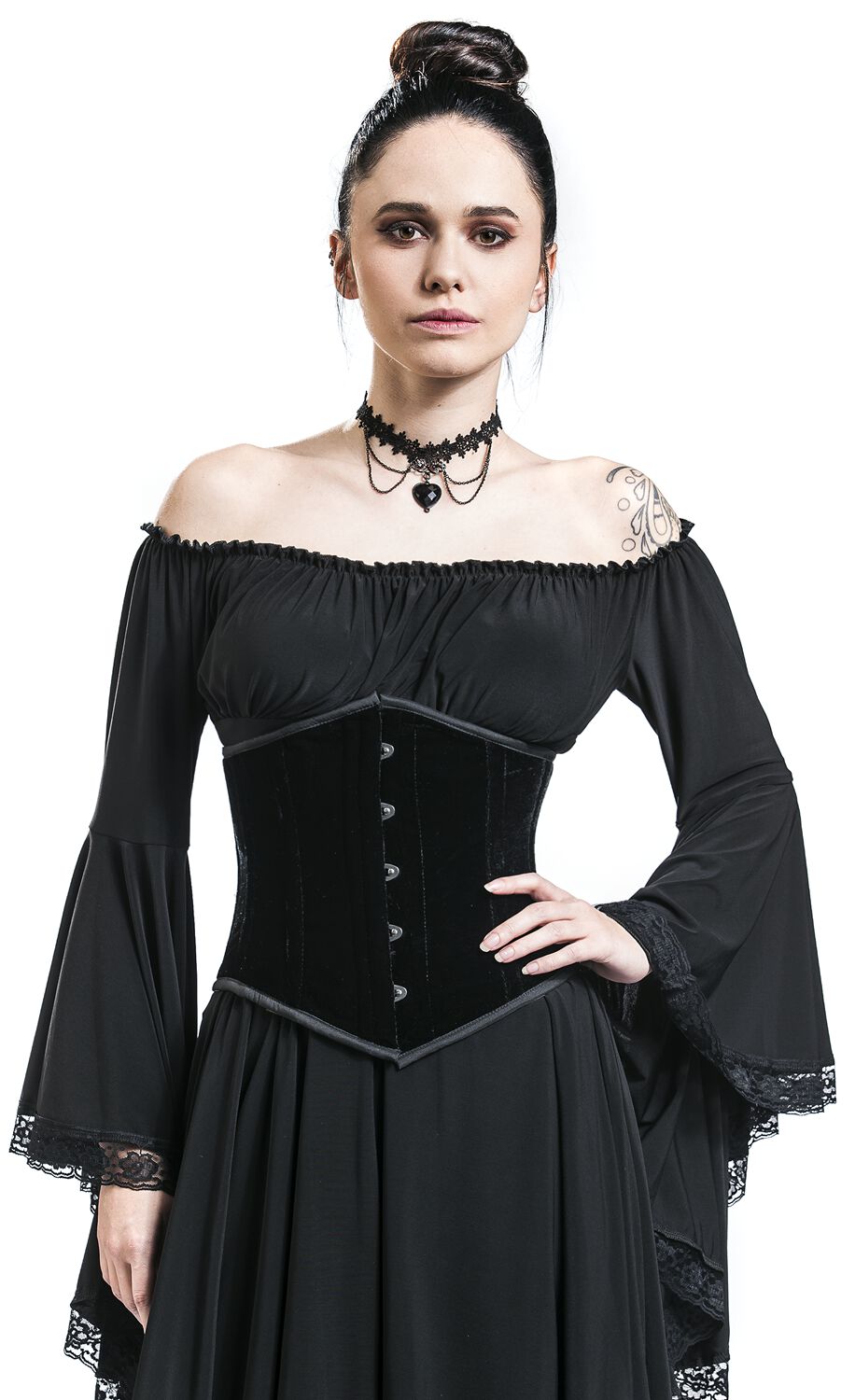 Corset Noir Hi-GERMANWEARS Corset Sous La Poitrine Femme - Maille Coton, 16 Os Acier - Taille S Tailleur De Taille Waspie Corset Noir Hi-GERMANWEARS Corset Sous La Poitrine Femme - Maille Coton, 16 Os Acier - Taille S Tailleur De Taille Waspie