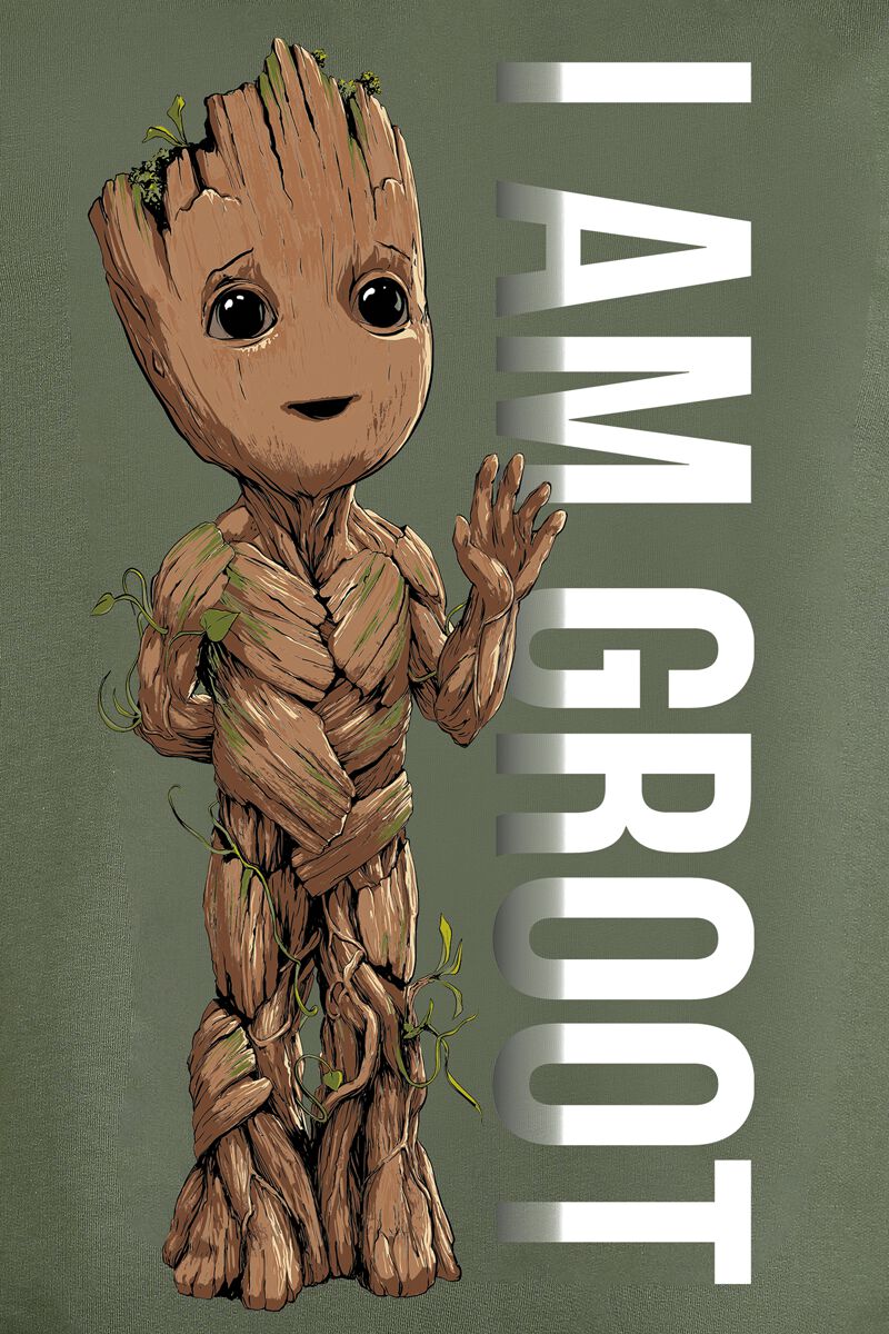 Marvel Femme Guardians of The Galaxy I Am Groot Scribbles Lavé T-Shirt