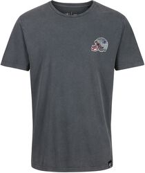 NFL Patriots - T-Shirt Noir Délavé, Recovered Clothing, T-Shirt Manches courtes