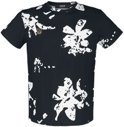 T-shirt met witte bloemen en klein borduurwerk, Black Premium by EMP, T-shirt