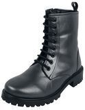 Dark-Grey Lace-Up Boots with inner zip, Black Premium by EMP, Laars