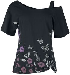 Asymmetrisch shirt met bloemen en vlinders, Full Volume by EMP, T-shirt