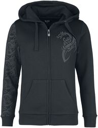Sweat à Capuche imprimé Viking, Black Premium by EMP, Sweat-shirt zippé à capuche