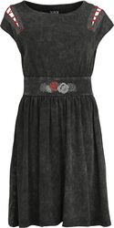 Cut Out Dress with Roses, Black Premium by EMP, Robe mi-longue