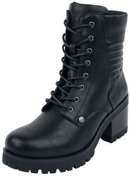 Black Lace-Up Boots with Heel, Black Premium by EMP, Laars
