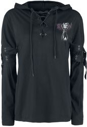 Gothicana X Anne Stokes - Black Longsleeve Shirt with Lacing and Print
