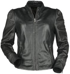 Puff Sleeve Leather Jacket, Black Premium by EMP, Veste en cuir