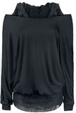 Hooded Bat Double Layer, Black Premium by EMP, Shirt met lange mouwen