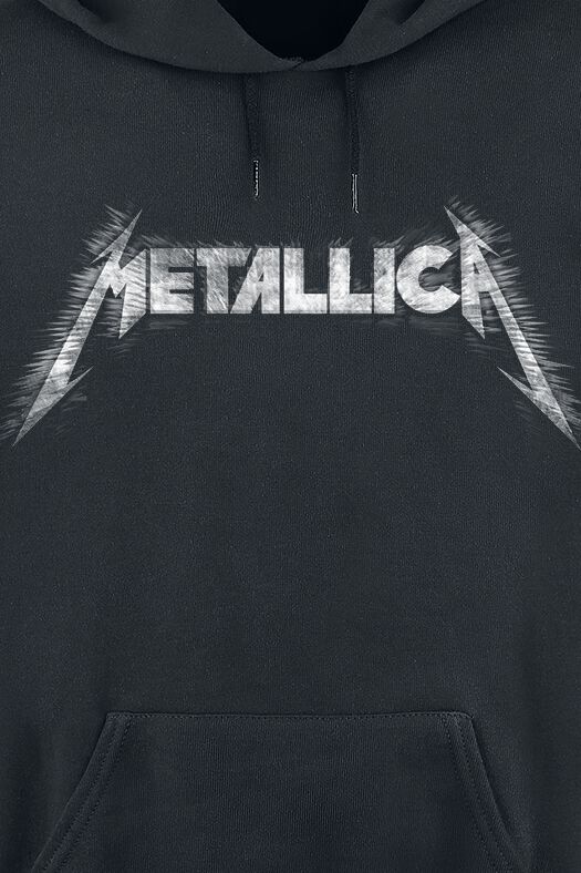 Metallica Amplified – Sweat à Capuche Logo Blanc Homme – Noir – Collection Officielle, Coupe Regular, 70% Coton