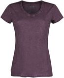 Purple T-shirt with V-neck, Black Premium by EMP, T-shirt