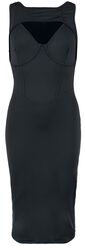Bodycon Dress with Double Neckline, Black Premium by EMP, Medium-lengte jurk