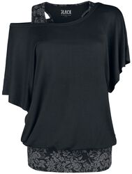 T-Shirt Double Épaisseur Avec Haut Imprimé Intégral, Black Premium by EMP, T-Shirt Manches courtes