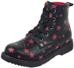 Black Lace-Up Boots with Stars, RED by EMP, Kinderlaarzen