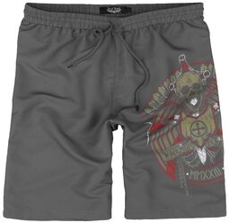 Swim Shorts With Skull and Sword, Rock Rebel by EMP, Zwembroek