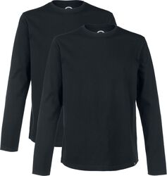 Double Pack Long-Sleeve Tops In Black with Crew Neck, RED by EMP, Shirt met lange mouwen