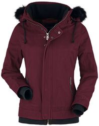 Burgundy Jacket with Faux Fur Collar and Hood, Black Premium by EMP, Winterjas