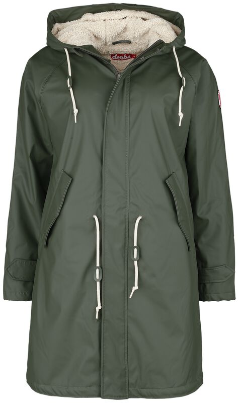 Travel Cozy Derbe Regenmantel Damen Oliv Waterproof Jacket Derbe