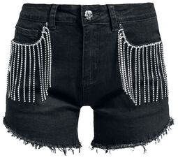 Zwart short met decoratieve strasssteentjes, Rock Rebel by EMP, Korte broek