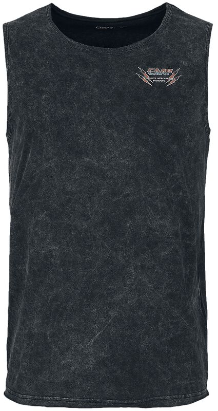 Mouwloos shirt met EMP print in bandoptiek