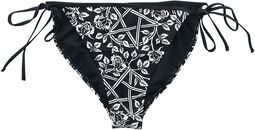 Black Bikini Bottoms with Pentagrams and Roses