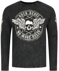 Black Long-Sleeve Shirt with Print and Crew Neckline, Rock Rebel by EMP, Shirt met lange mouwen