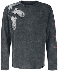 Long-sleeved shirt with raven print