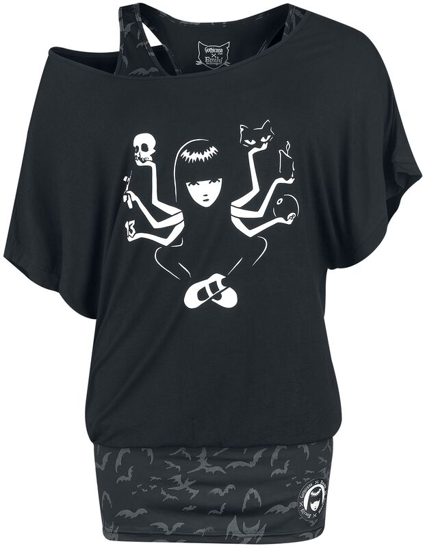 Gothicana X Emily the Strange 2-in-1 t-shirt en top