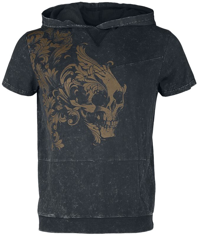 T-shirt met capuchon en schedelprint