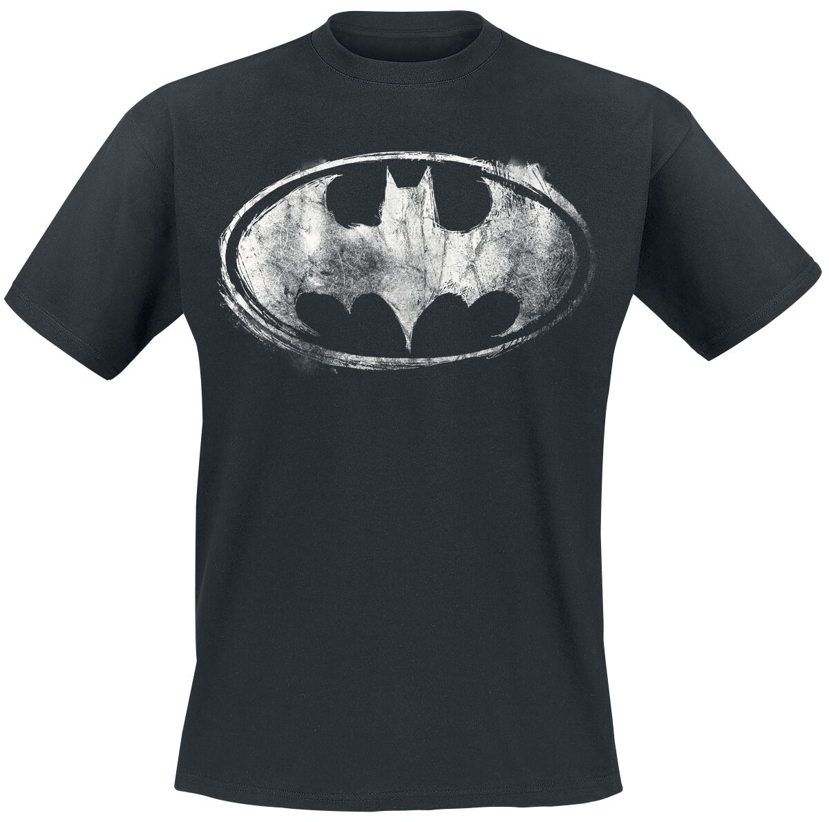 DC Batman T-shirt à manches courtes et col rond pour homme, Noir, Grand