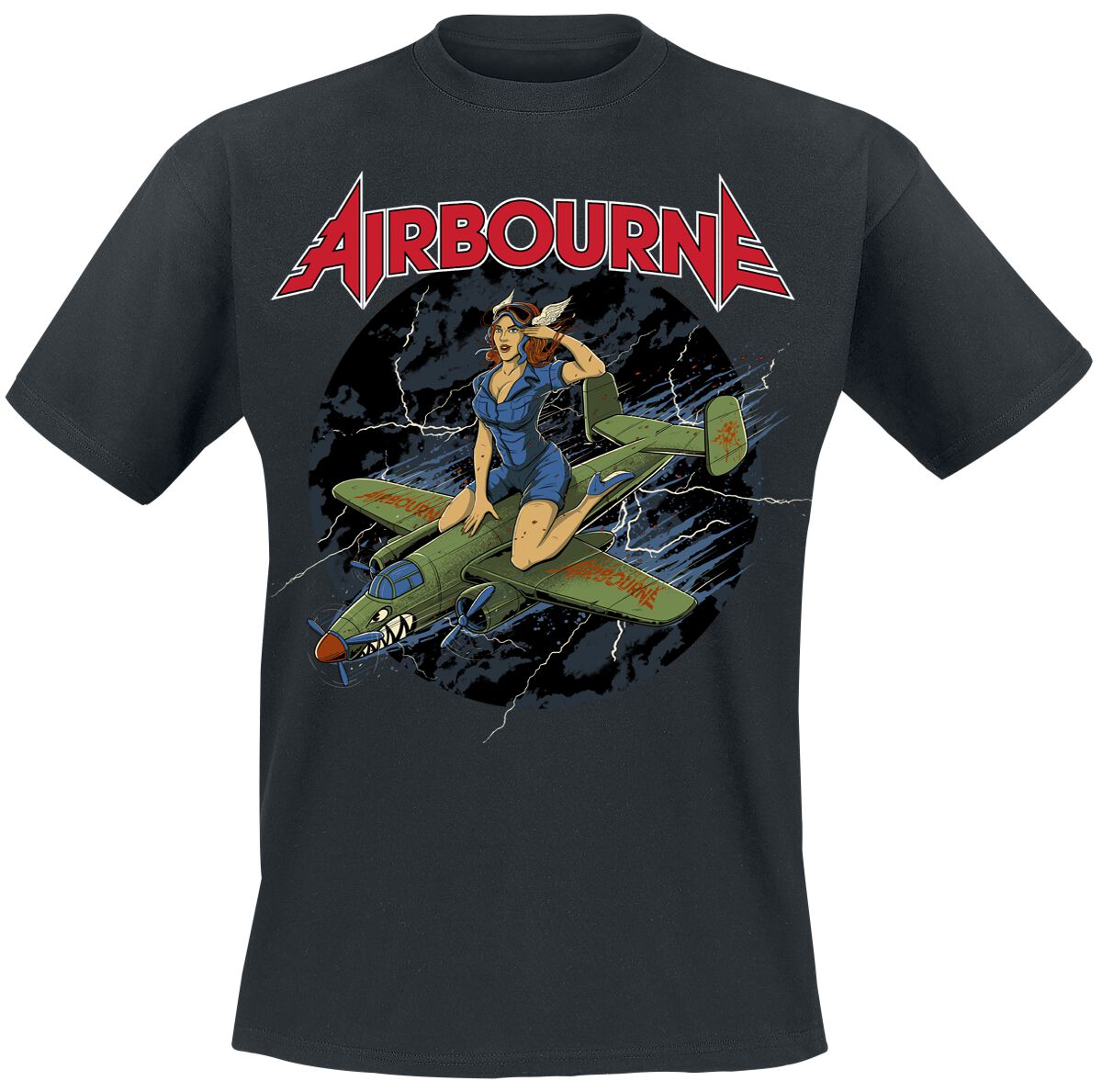 Straddled Pin-Up | Airbourne T-Shirt Manches courtes | Large