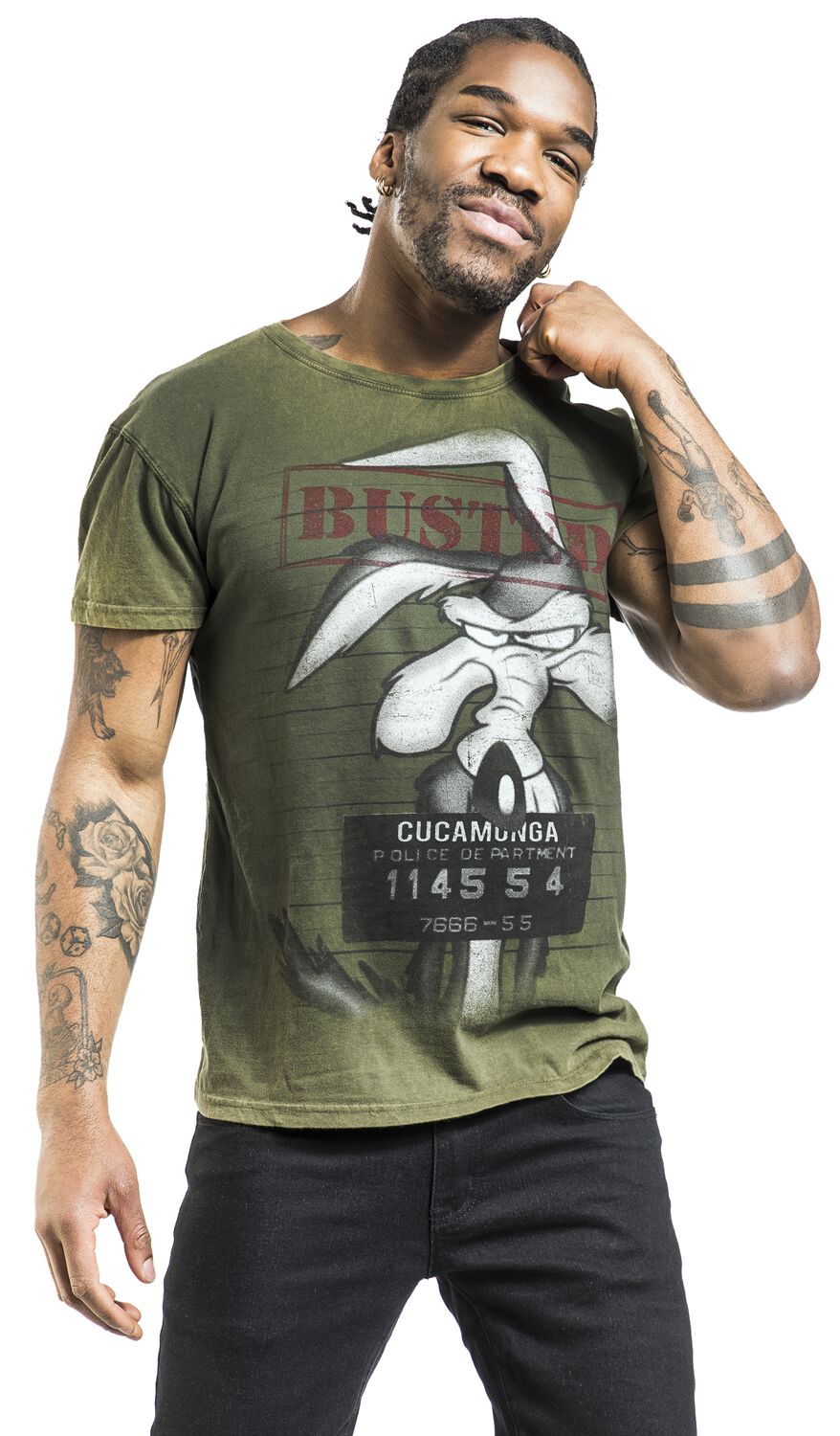 T-Shirt Wile E. Coyote Looney Tunes Gris/Noir Taille M - Occasion Très Bon État